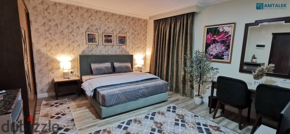 Furnished hotel studio for rent 50 meters in the upscale Delta Stars residential compound