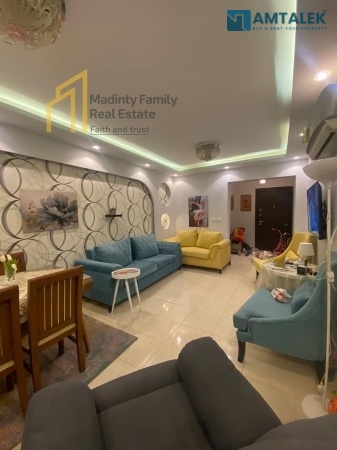 For rent a furnished hotel apartment, 96 meters with a 45-meter garden, super lux furnished, air-conditioned, ready for housing
