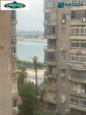 Furnished apartment for rent, Corniche Maadi, Tahrir Al-Ikhwa Al-Shurta, Nile view, side, first residence